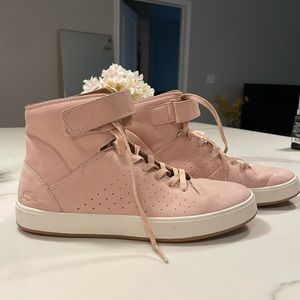 Pink leather Lacoste high top sneakers size 7